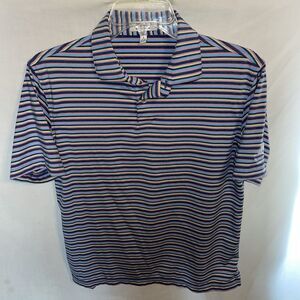 Peter Millar Summer Comfort Women’s Polo Shirt Size L (11-12) Blue Striped Golf